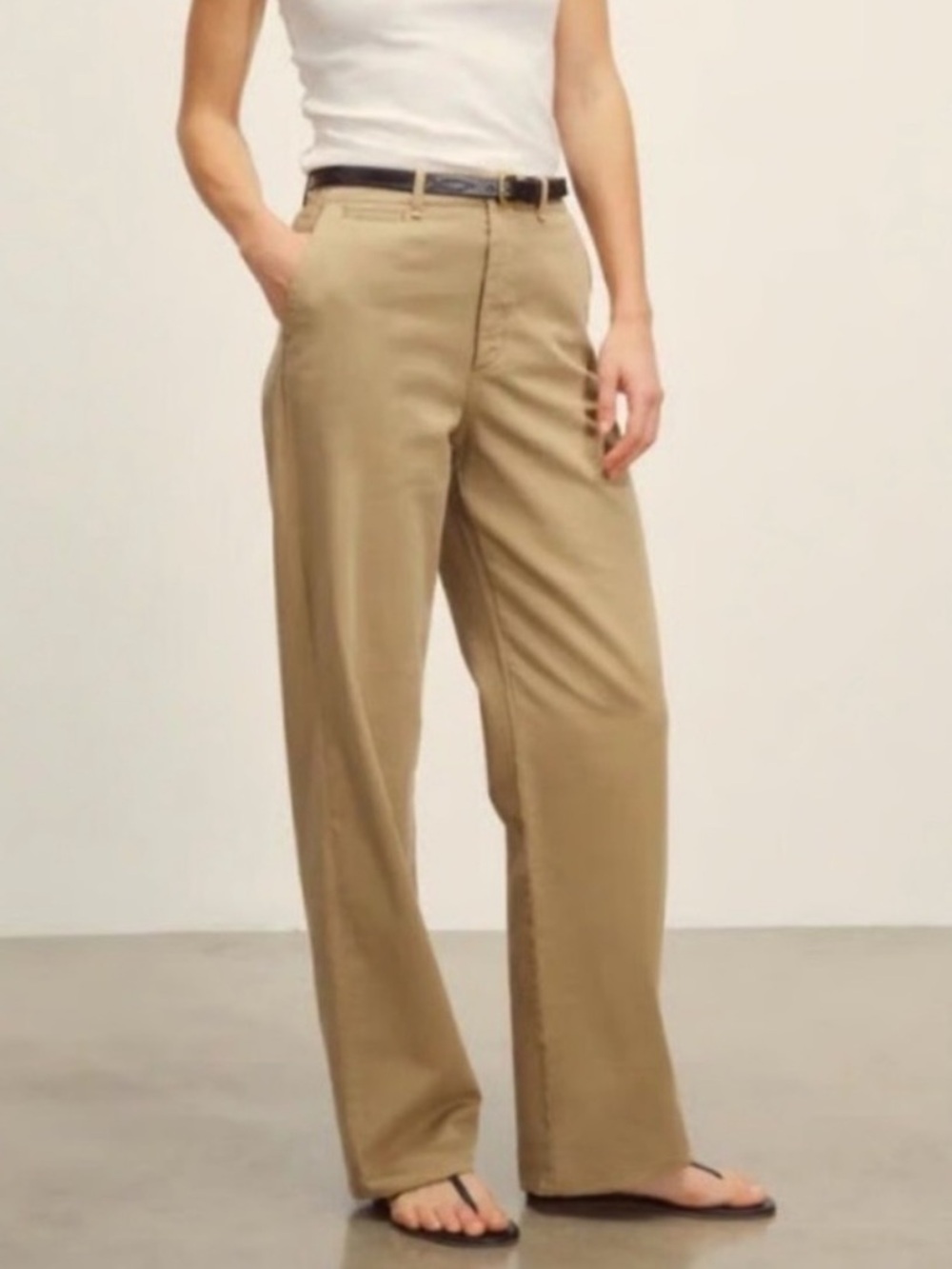 Buck Mason Wide-Leg High-Rise Pants in Khaki